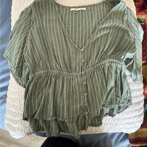 Green Striped O’neill Peplum Top